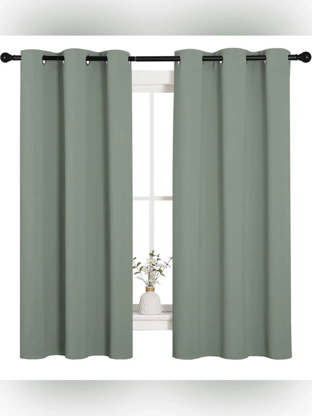 NICETOWN Blackout Curtains 37x63 Sage Green Grommet Panel New